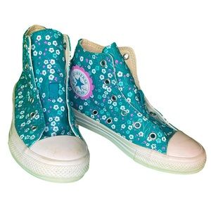 Converse All Star High Tops -Aqua & Pink Floral Print